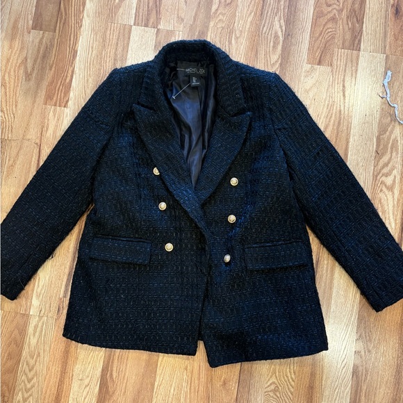 Rachel Zoe Elegant Black Double-Breasted Women's Jacket sparkly gold and black - Picture 1 of 5